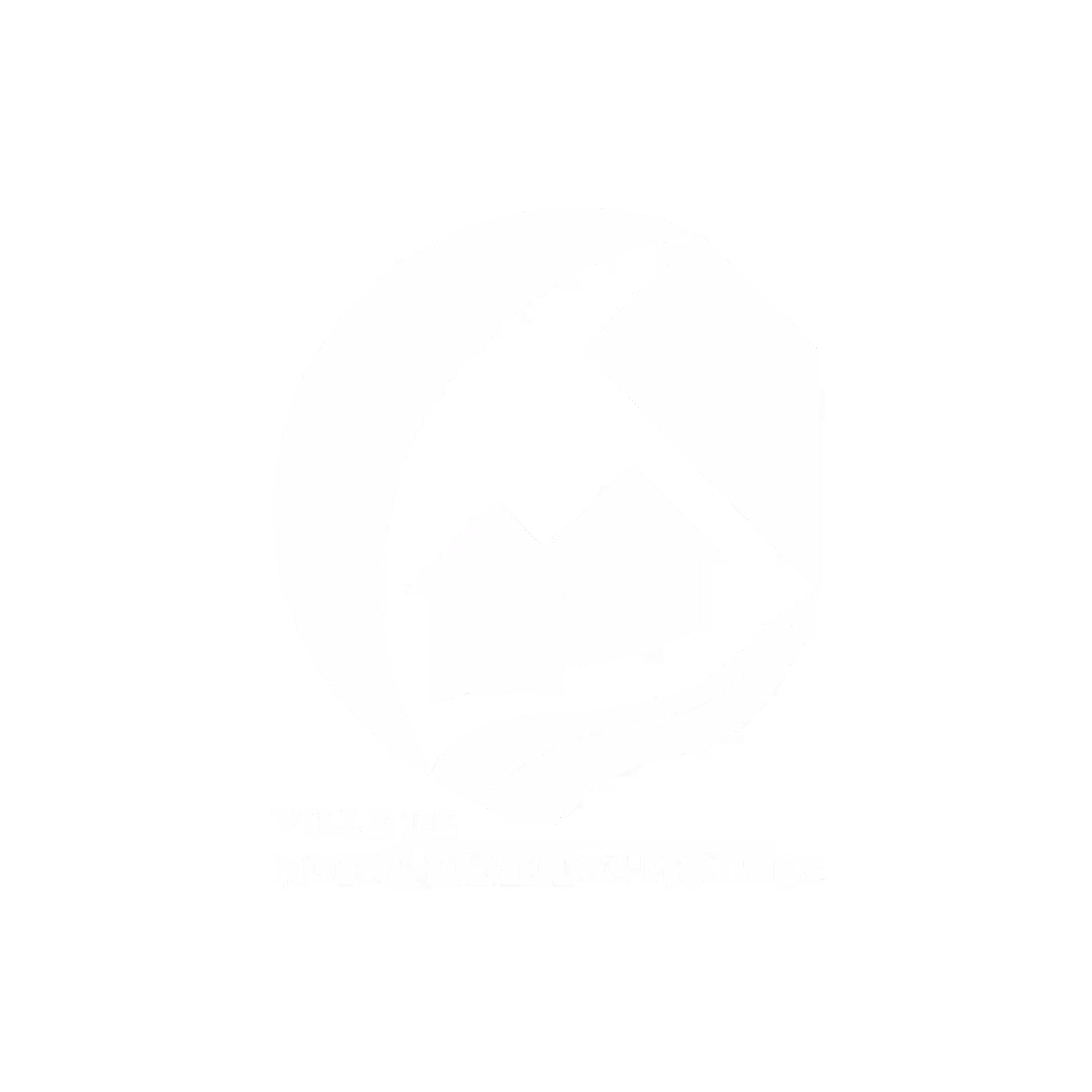 Logo de la Ville de Notre-Dame-des-Prairies avec deux maisons stylisées et une route courbée.