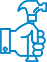 Hand holding hammer icon