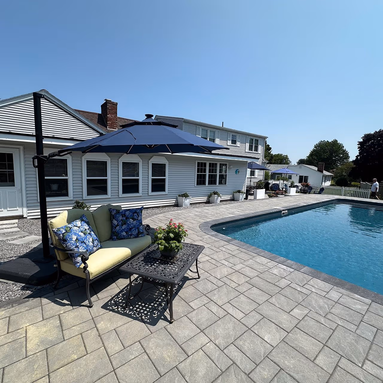 pool patio hardscape installation near me Gardiner Maine CamCo Lawn Care