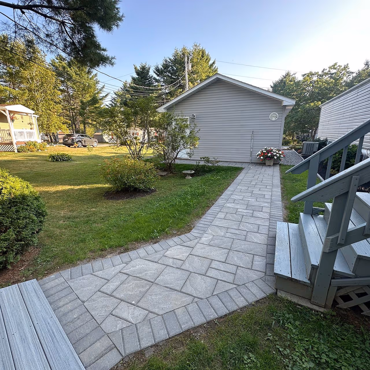 paver walkway installation near me Gardiner Maine CamCo Lawn Care