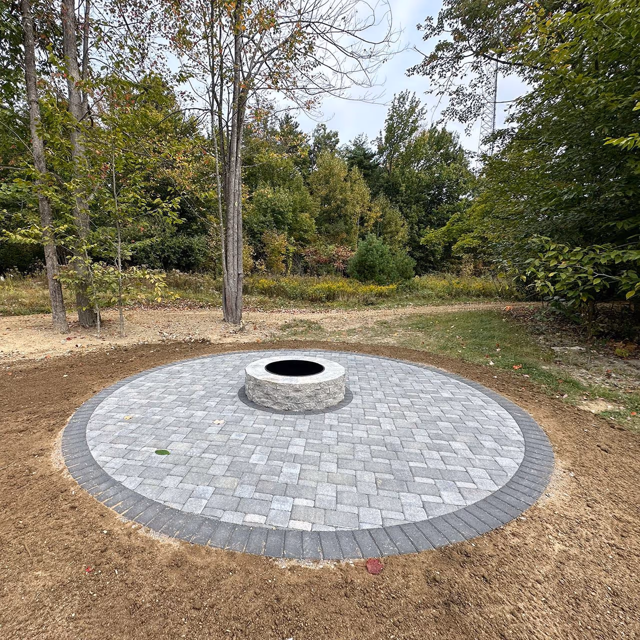 fire pit hardscape installation Central Maine