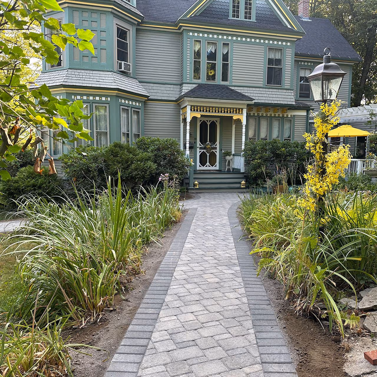 paver walkway installation Gardiner Maine CamCo Lawn Care