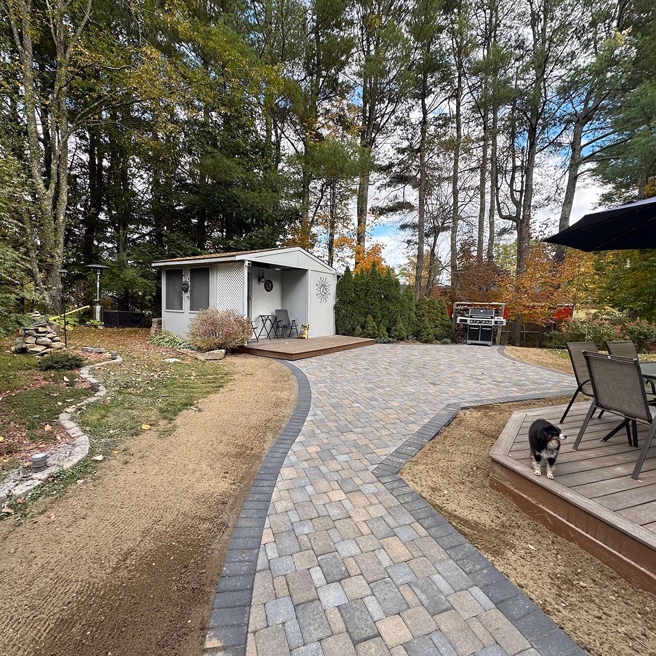 walkway installation with pavers Gardiner Maine CamCo Lawn Care