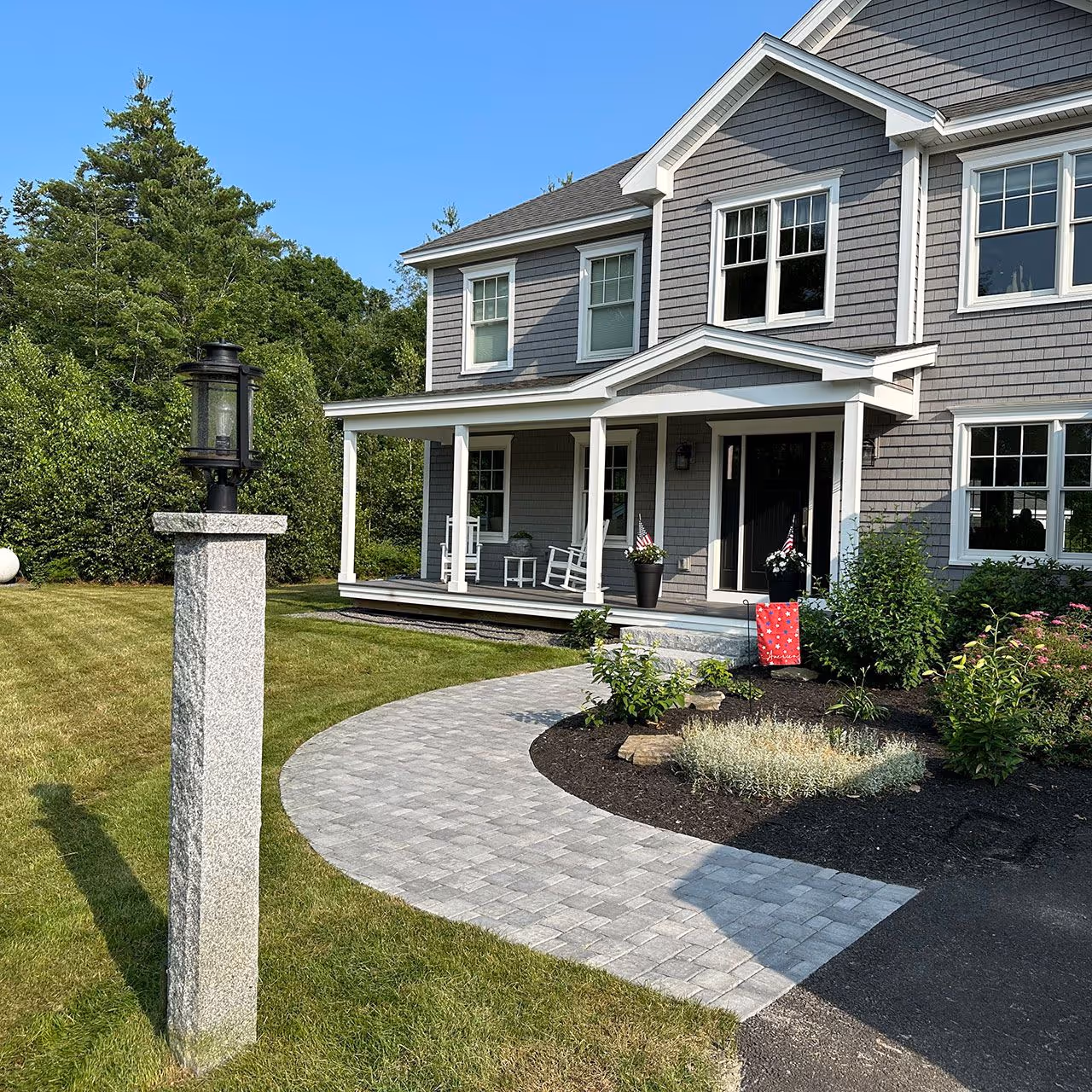 paver walkway installation Gardiner Maine CamCo Lawn Care
