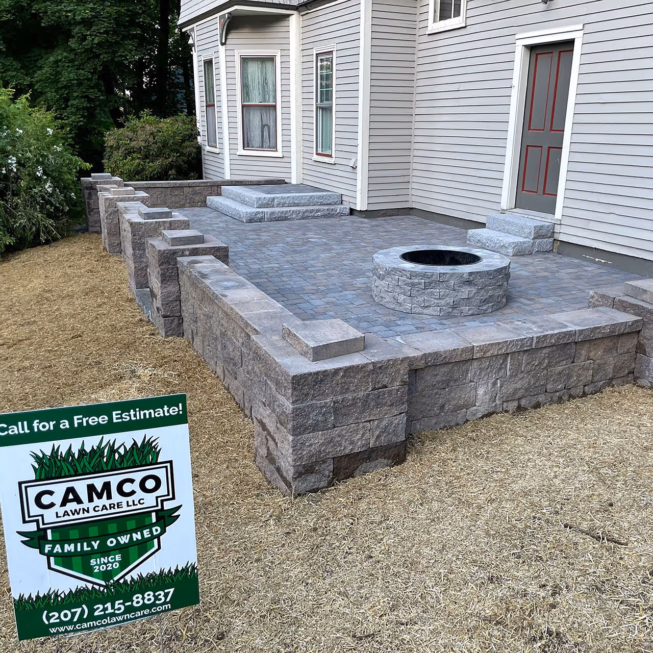 retaining wall construction residential landscape Maine