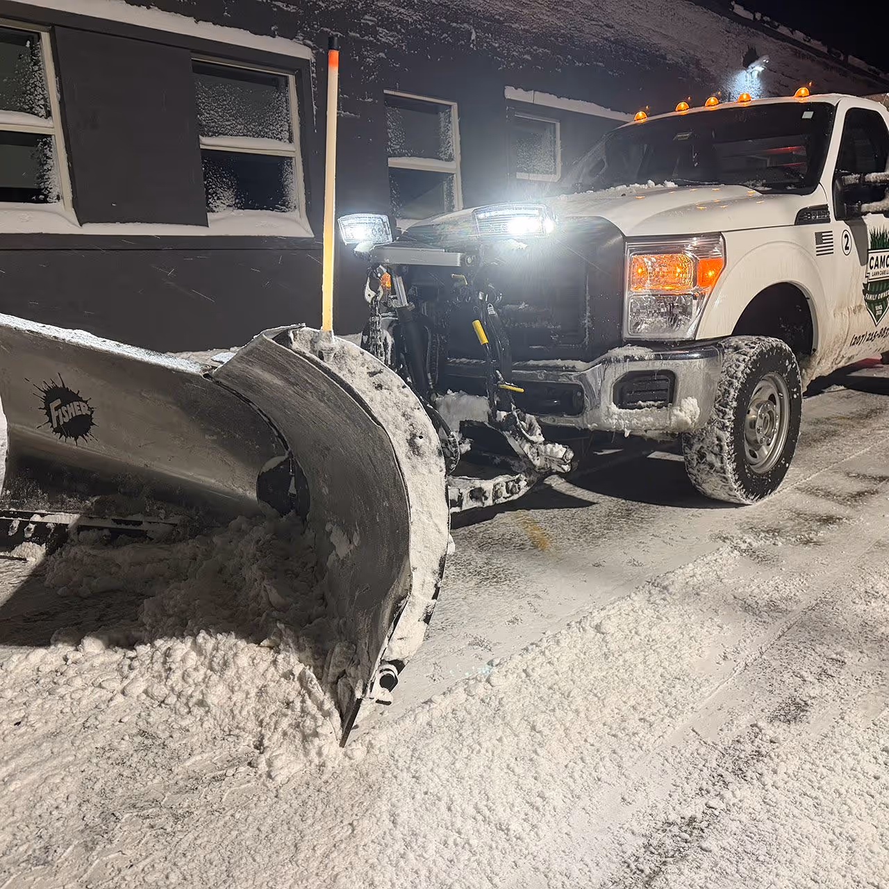 commercial snow plowing Gardiner Maine CamCo Lawn Care