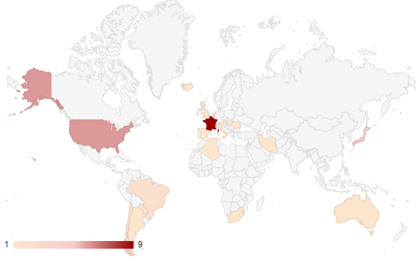 Countries most impacted by the Spook ransomware known campaigns
