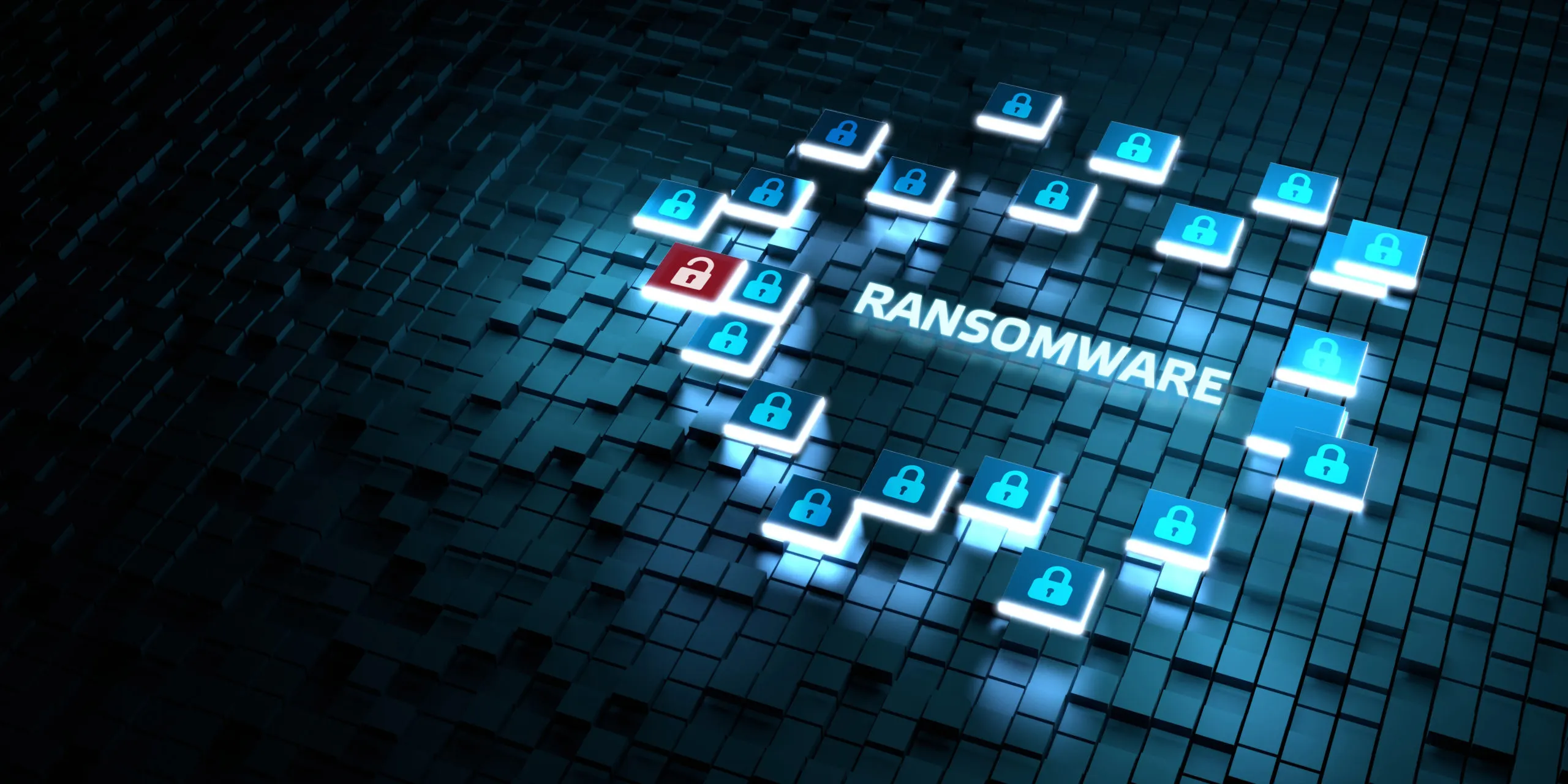 "ransomware" text surrounded by padlocks