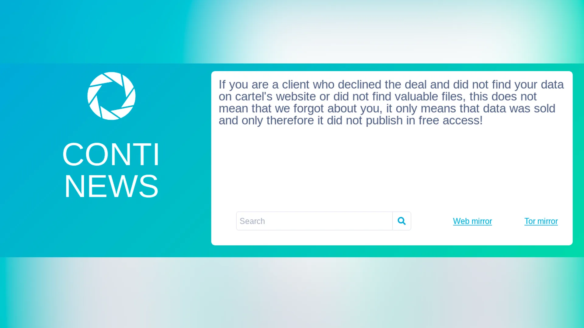 A screenshot of the Conti News page.