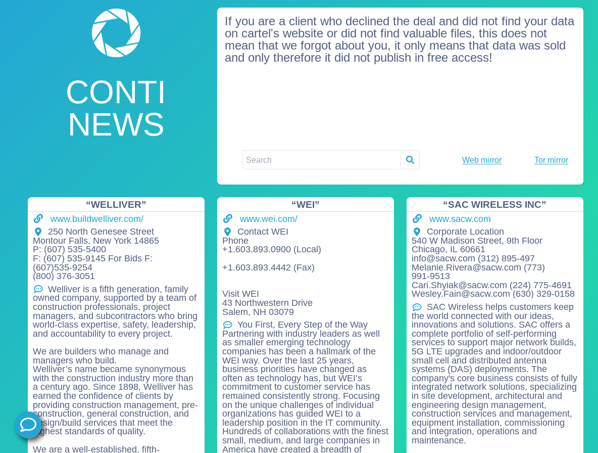 New Conti leak website