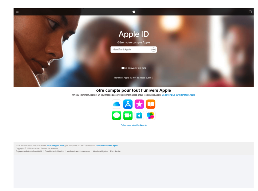 Apple ID phishing page in French