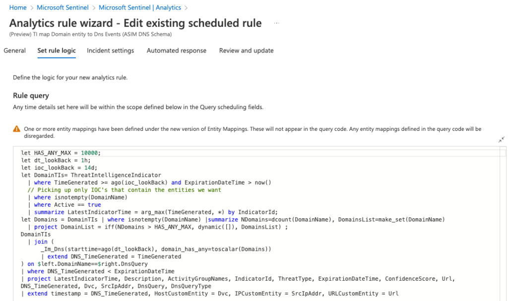 KQL query of an analytics rule. (SEKOIA.IO Sentinel One)