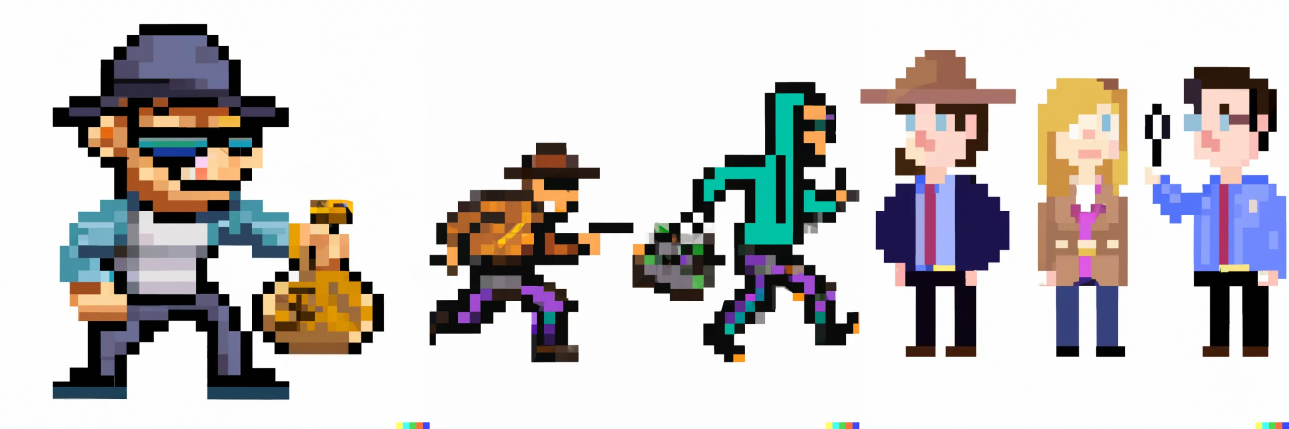 Cartoon characters pixellated