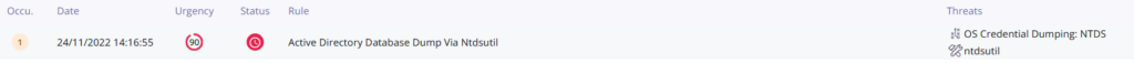 The intrusion-set also used the famous ntdsutil to dump “ntds.dit” database on Domain Controllers with the following command.
