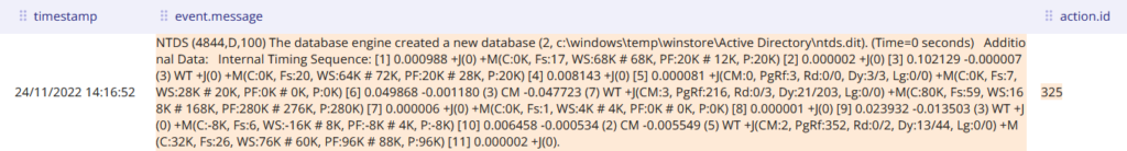 The intrusion-set also used the famous ntdsutil to dump “ntds.dit” database on Domain Controllers with the following command.