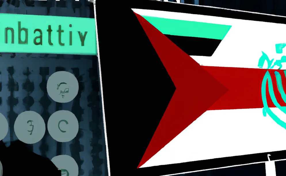 flag against computer backdrop