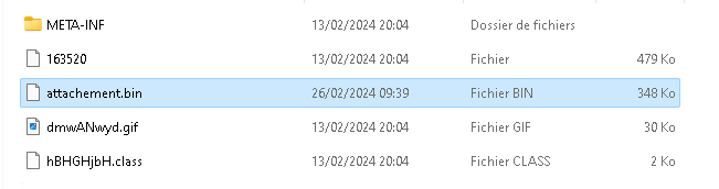 Content of the ZIP archive delivered in the PikaBot phishing campaign