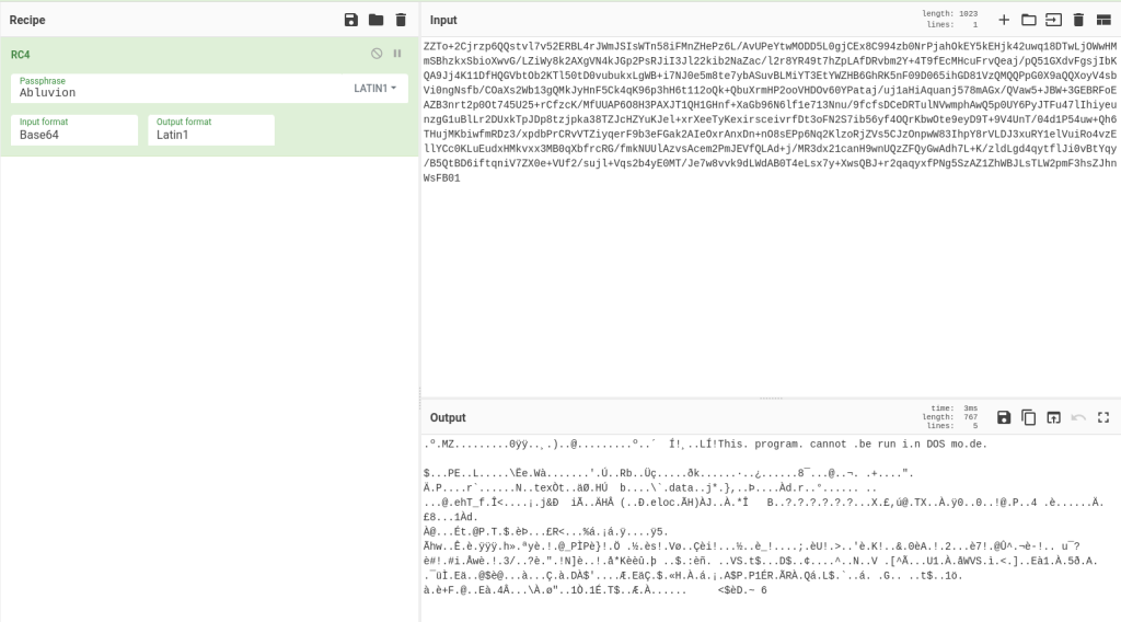 Last stage chunk RC4 decryption with CyberChef