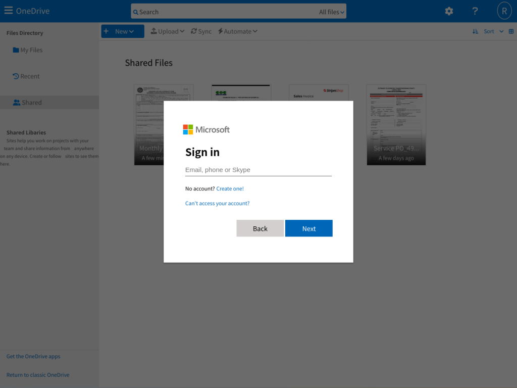 Mamba 2FA OneDrive phishing page