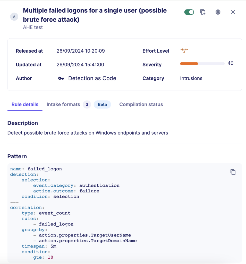 The detection rule should then appear in Sekoia UI (XDR platform).