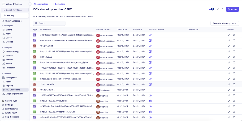 IoCs shared by another CERT