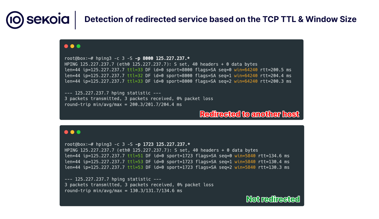 vicioustrap - detection of redirect service based on tcp ttl and windows size