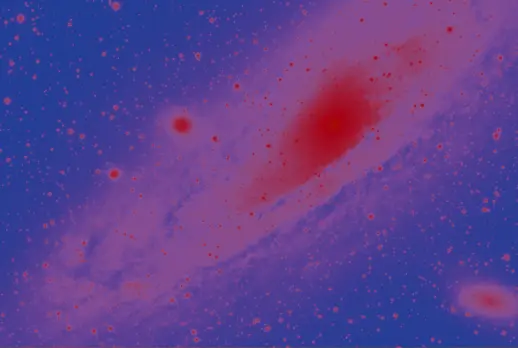 Multi-coloured galaxy graphic.