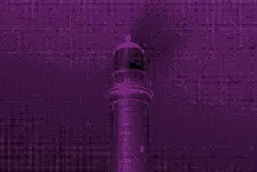 lighthouse with purple background