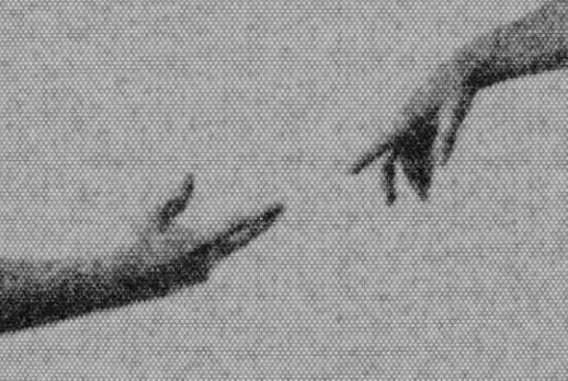 Hand of God by Michelangelo artwork adaptation