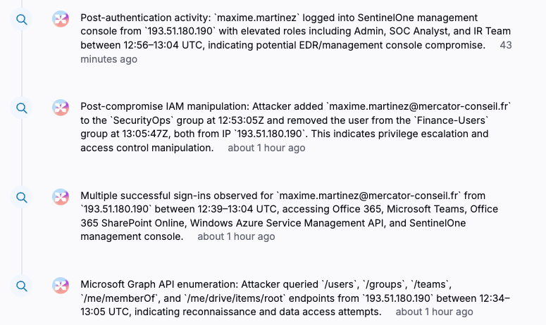 Timeline on the Sekoia dashboard