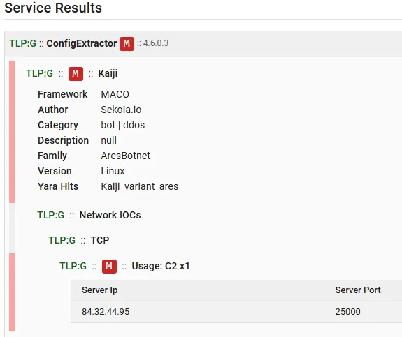 Configuration extraction service output in Assemblyline