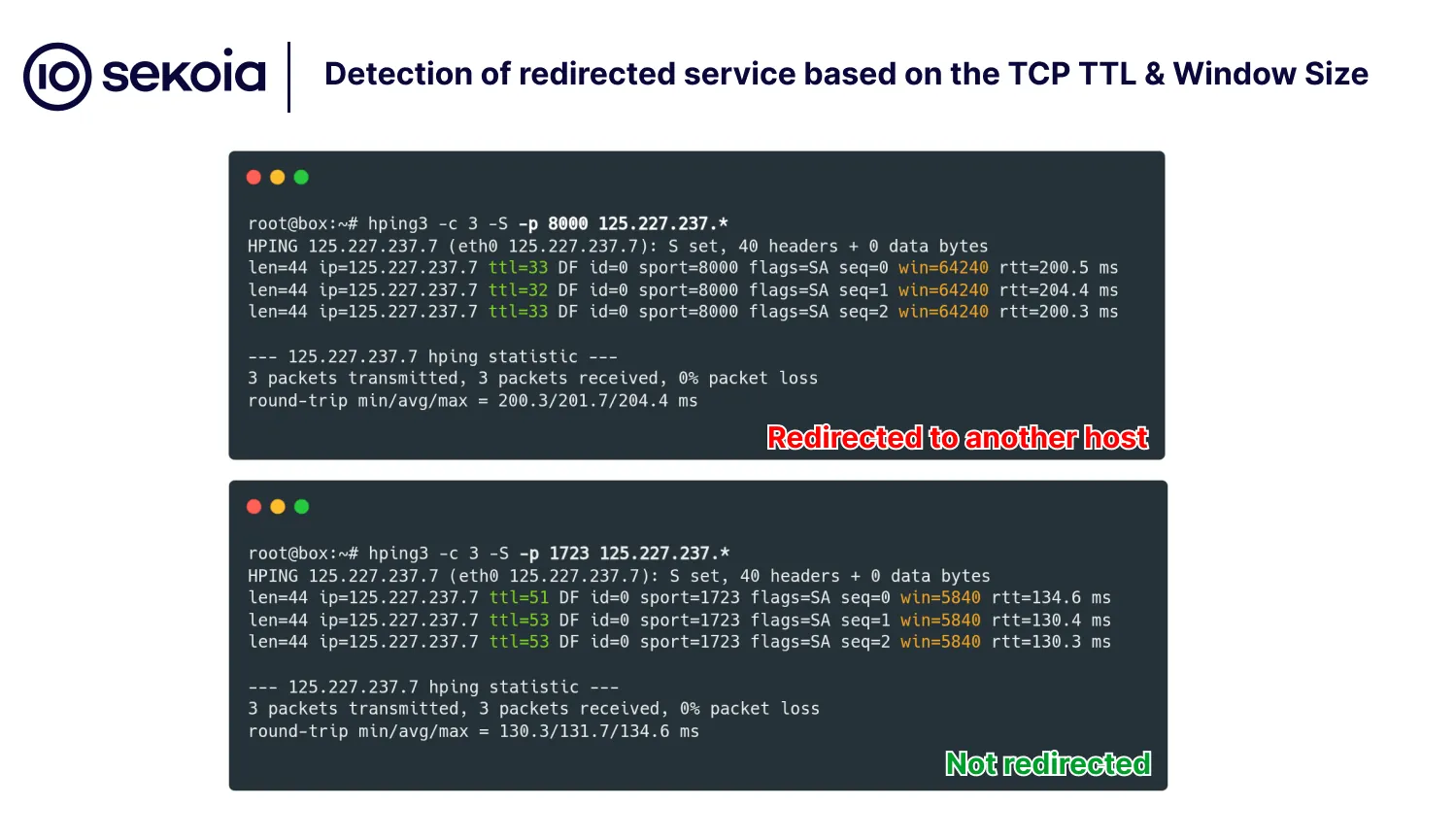 vicioustrap - detection of redirect service based on tcp ttl and windows size