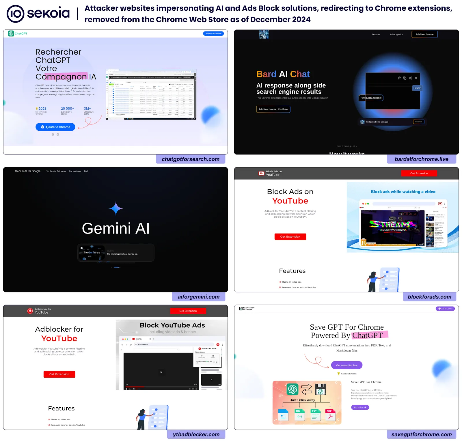 Attacker websites impersonating AI and Ads Block solutions