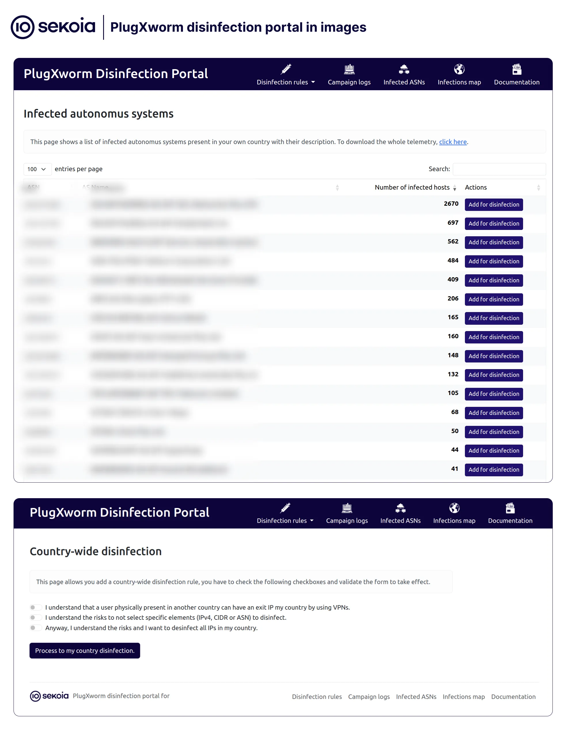 PlugXworm disinfection portal in images. This portal was created by Sekoia Threat Detection & Research team.