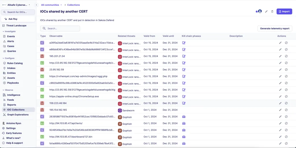 IoCs shared by another CERT