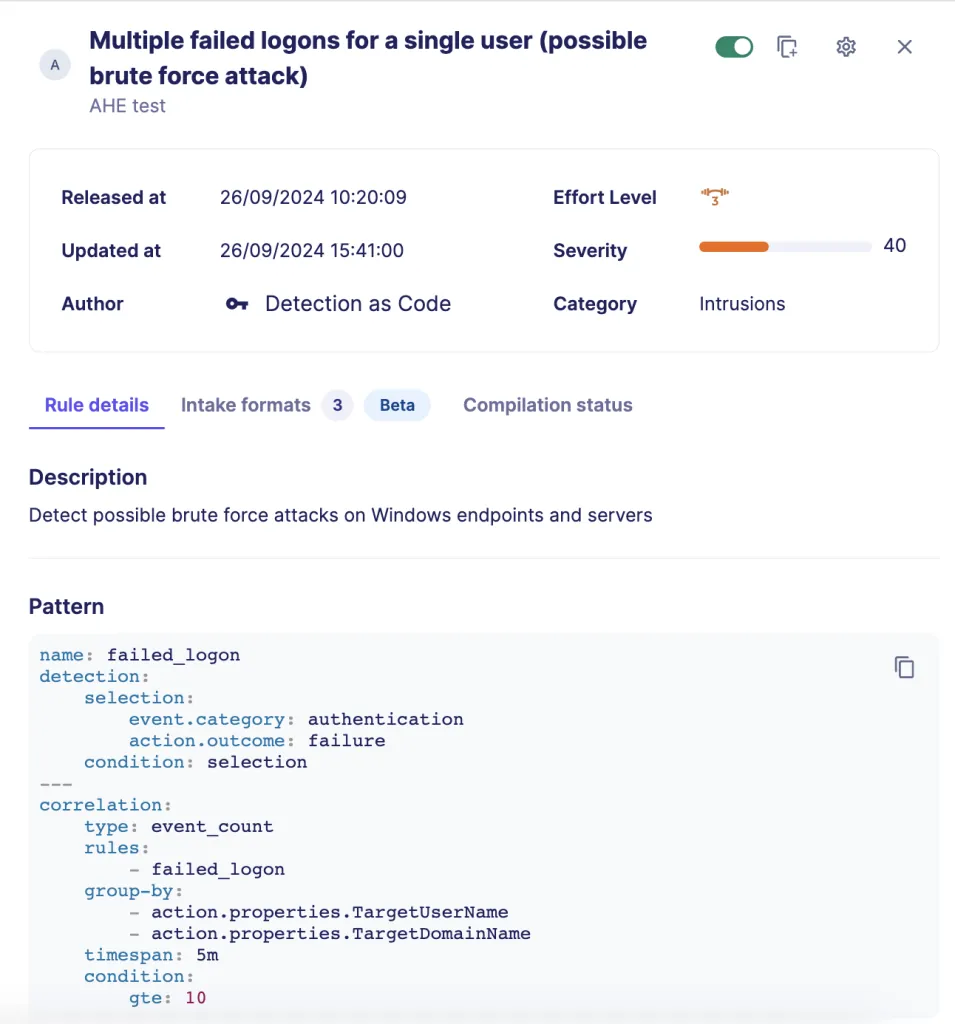 The detection rule should then appear in Sekoia UI (XDR platform).