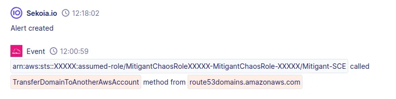 Detection scenario by Sekoia and Mitigant following an attack carried out by Scattered Spider in the cloud. Step: Defense Evasion