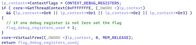 PikaBot checking non-zero values in all debug registers