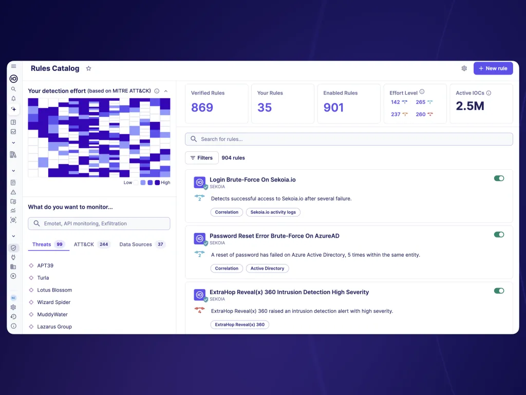 Sekoia SOC Platform built-in Rules Catalog