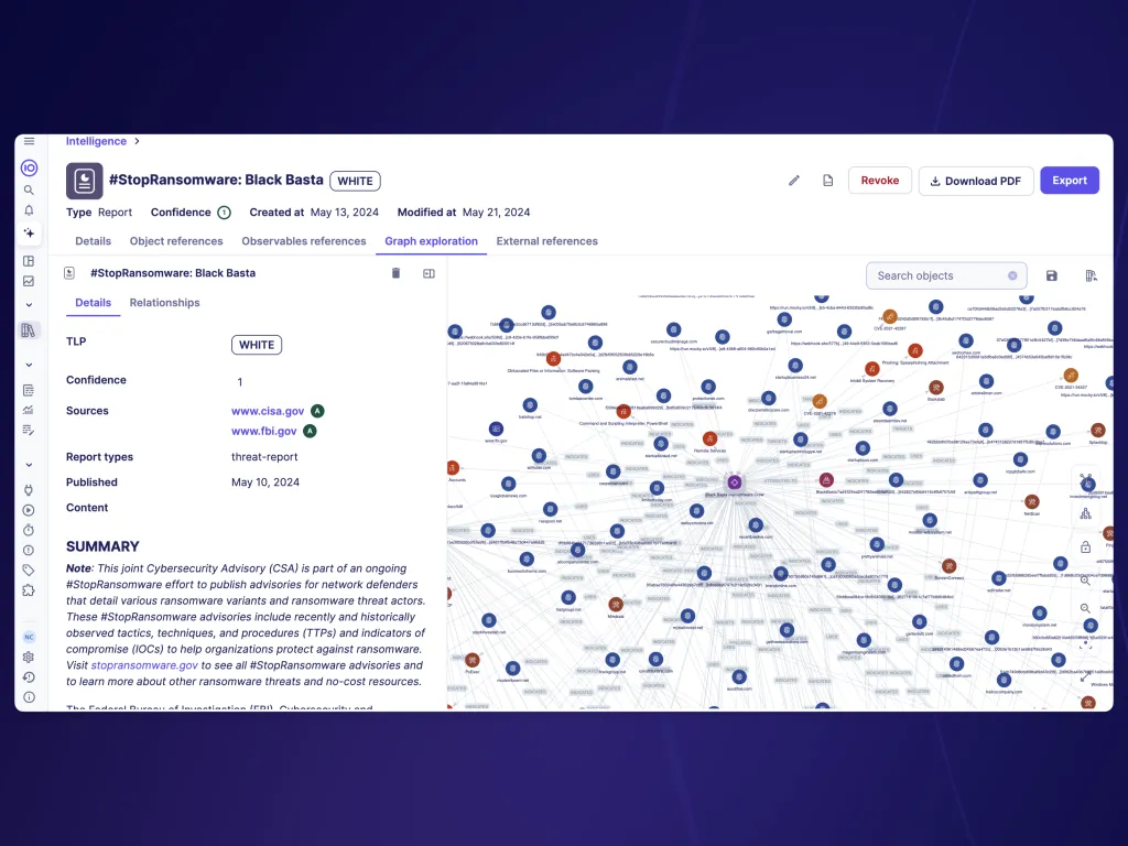 OSINT report modelisation (STIX2.1) in Sekoia SOC Platform