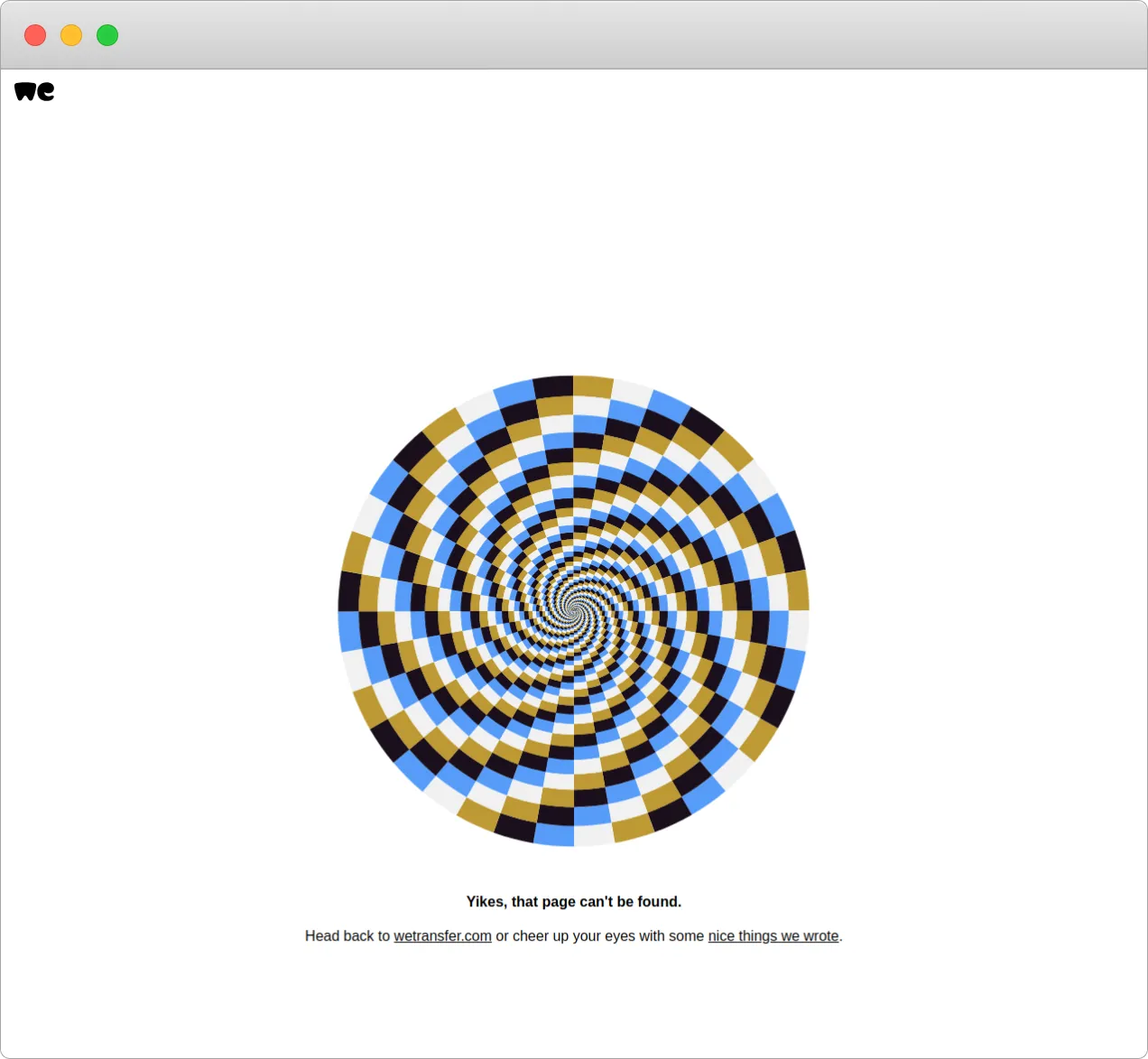Final redirection to a non-existent WeTransfer webpage, after a successful authentication on the Tycoon 2FA phishing page