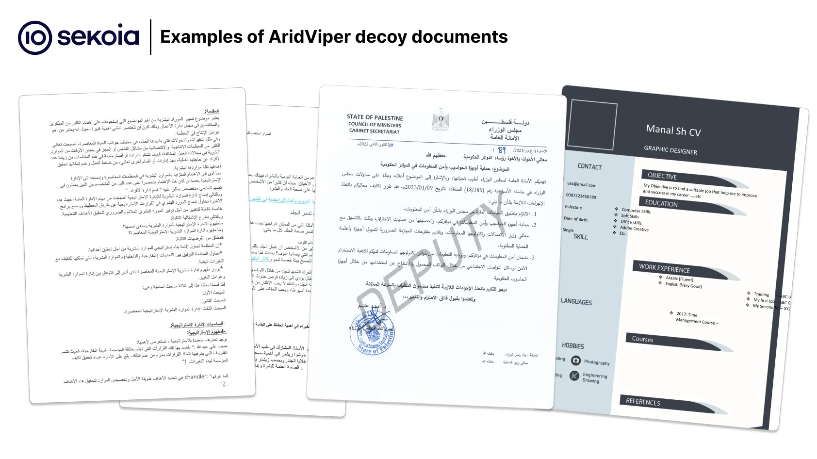 examples of aridviper decoy documents
